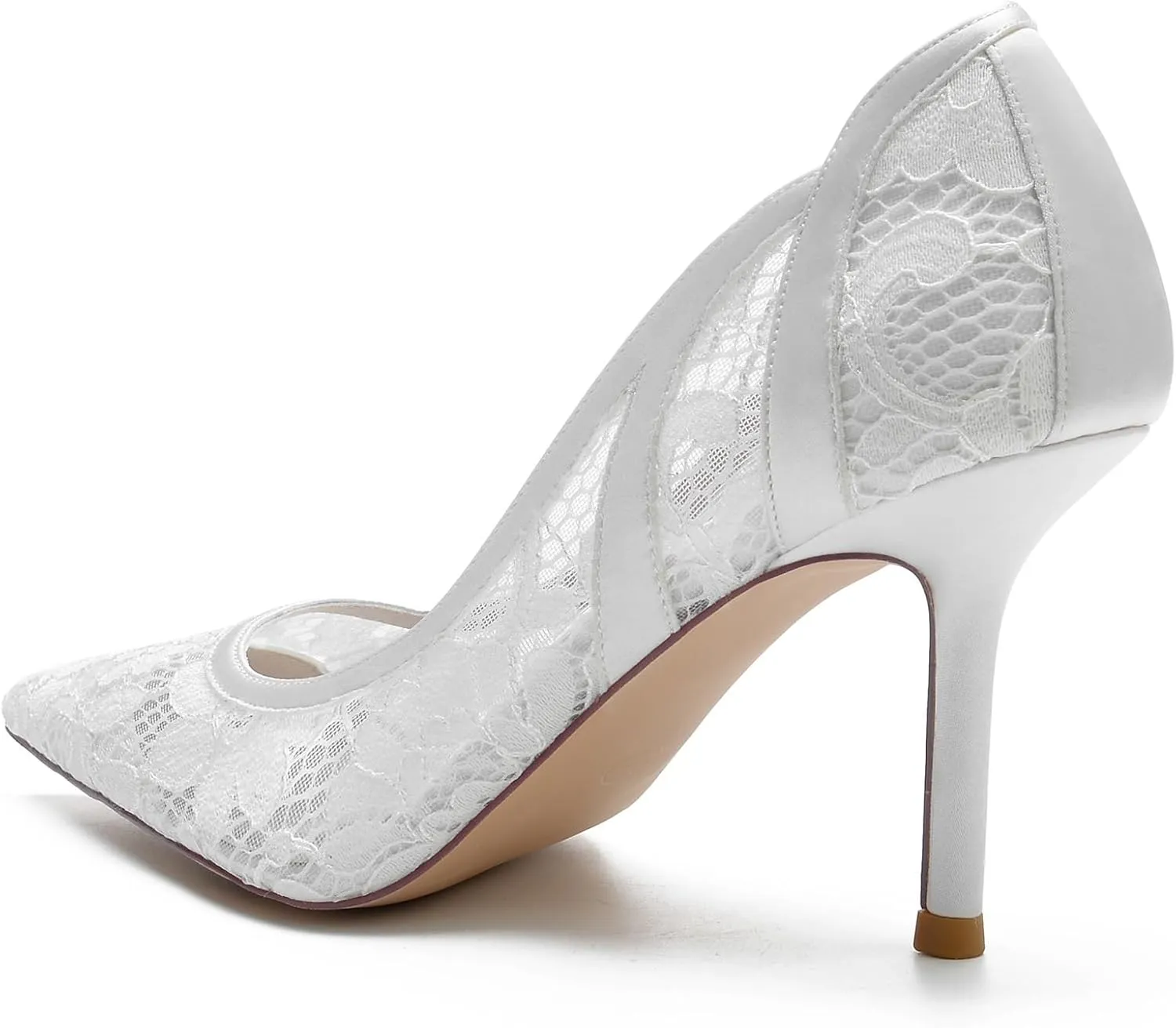 Sangeuhhlk Women's Slip On Pointed Toe High Heel Cut-Out Sheer Mesh Stiletto Heel Sparkle Work Date Party Wedding Evening Shoes