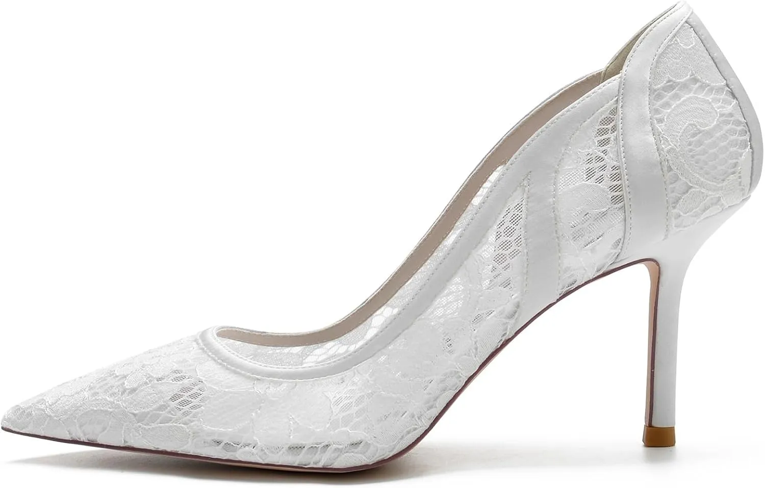 Sangeuhhlk Women's Slip On Pointed Toe High Heel Cut-Out Sheer Mesh Stiletto Heel Sparkle Work Date Party Wedding Evening Shoes