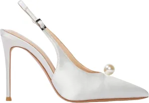 Satin Slingback Pump Shoes with 4 Inch Stiletto Heel