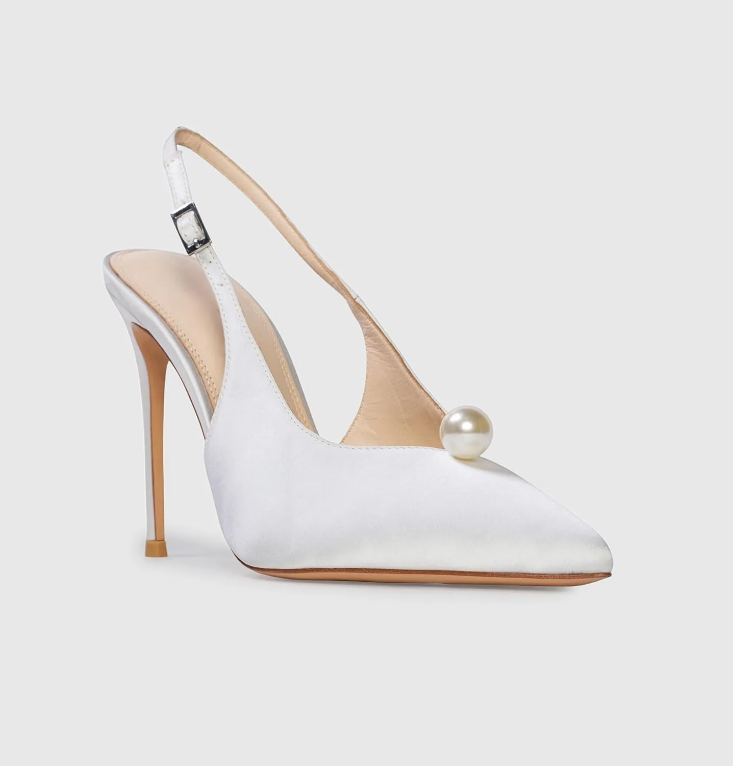 Satin Slingback Pump Shoes with 4 Inch Stiletto Heel