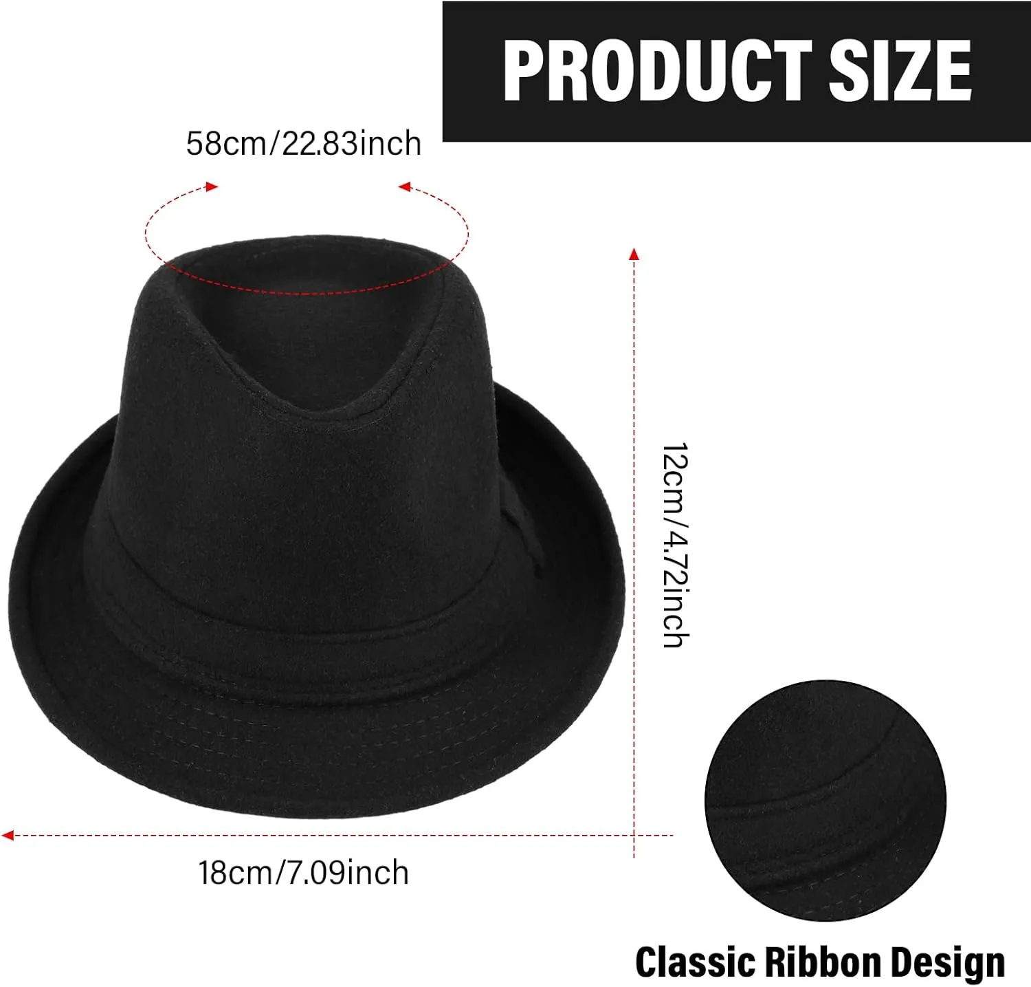 SATINIOR bulk Black Felt Bowler Top Hats for Magician Steampunk Costume Dress up Men Women Cosplay Halloween Party