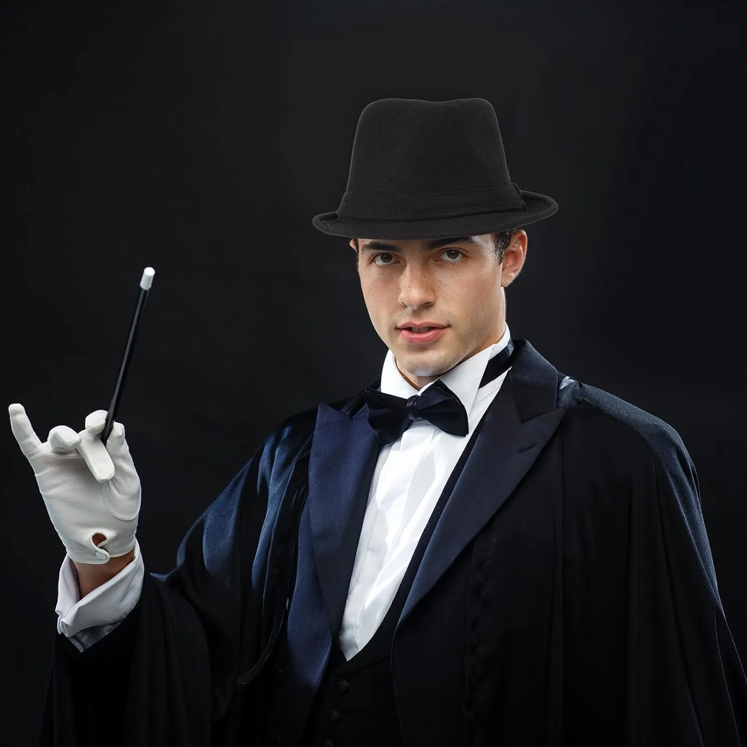SATINIOR bulk Black Felt Bowler Top Hats for Magician Steampunk Costume Dress up Men Women Cosplay Halloween Party
