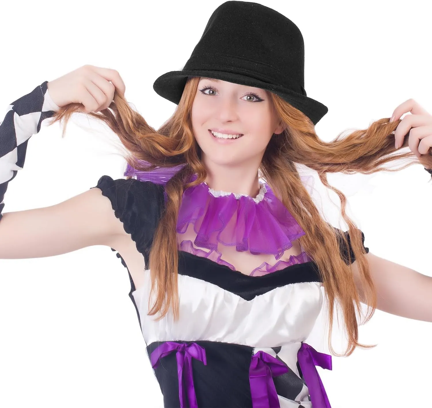SATINIOR bulk Black Felt Bowler Top Hats for Magician Steampunk Costume Dress up Men Women Cosplay Halloween Party