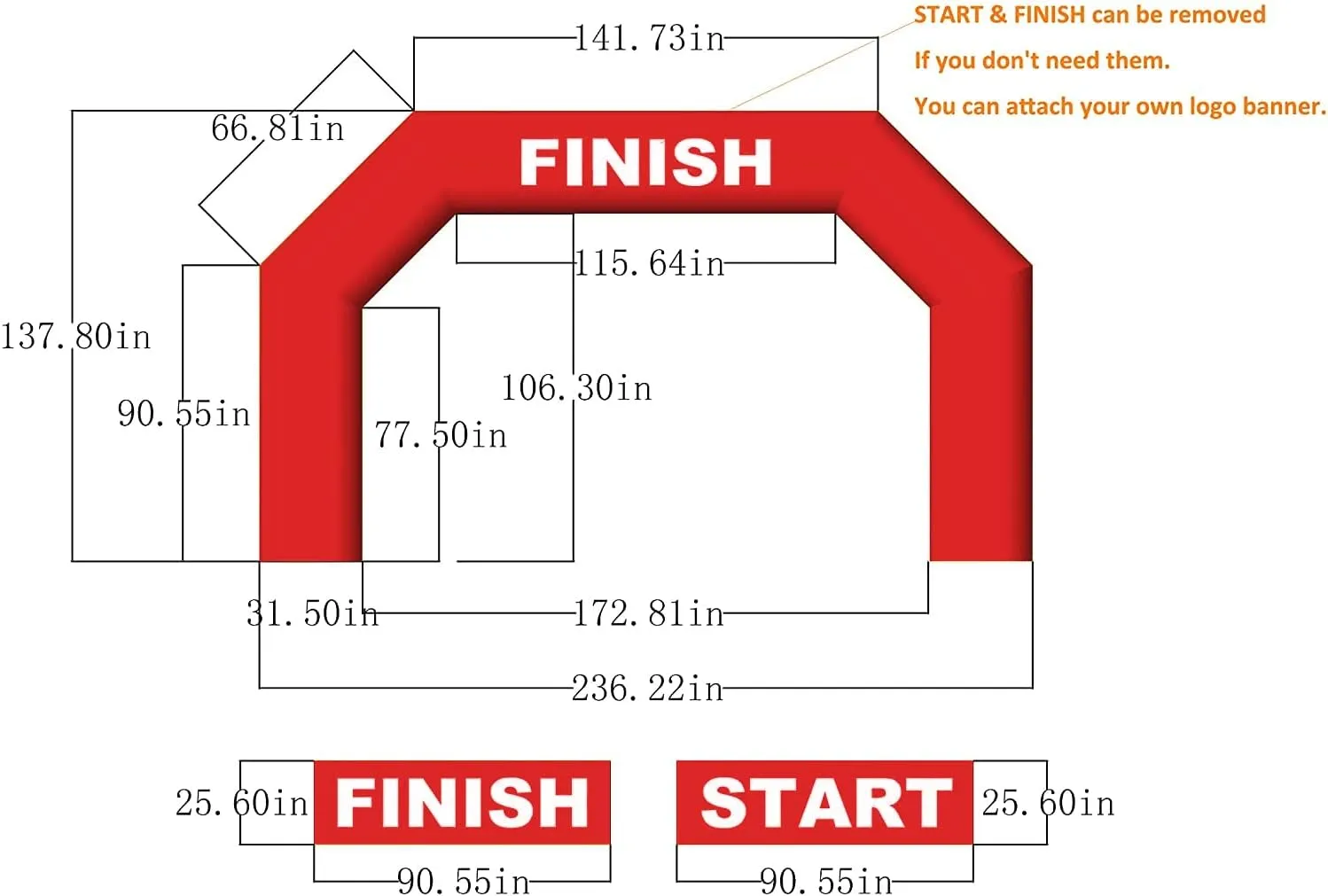 Sayok Outdoor Inflatable Arch Inflatable Archway Inflatable Start Finish Line Racing Arch Banners with Air Blower(Red, 20FT)