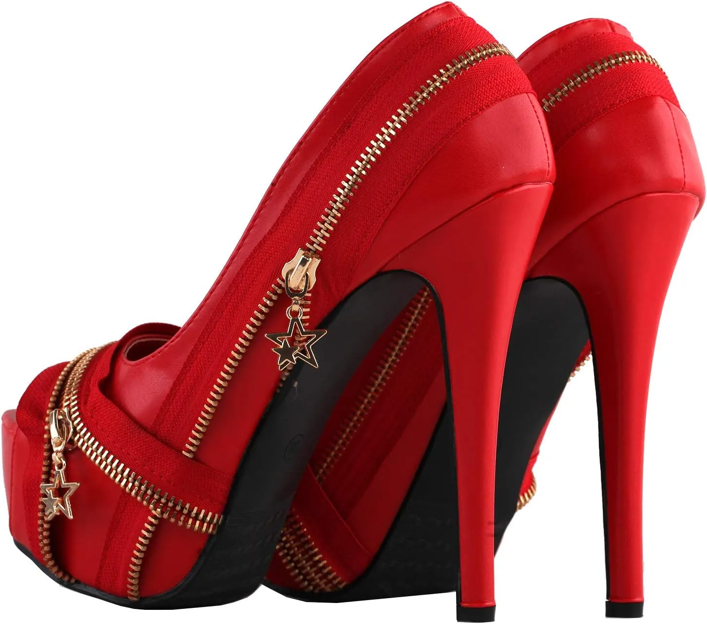 SHOW STORY Punk Multi-Colour Zip Peeptoe Platform High Heel Stiletto Pump,LF80836