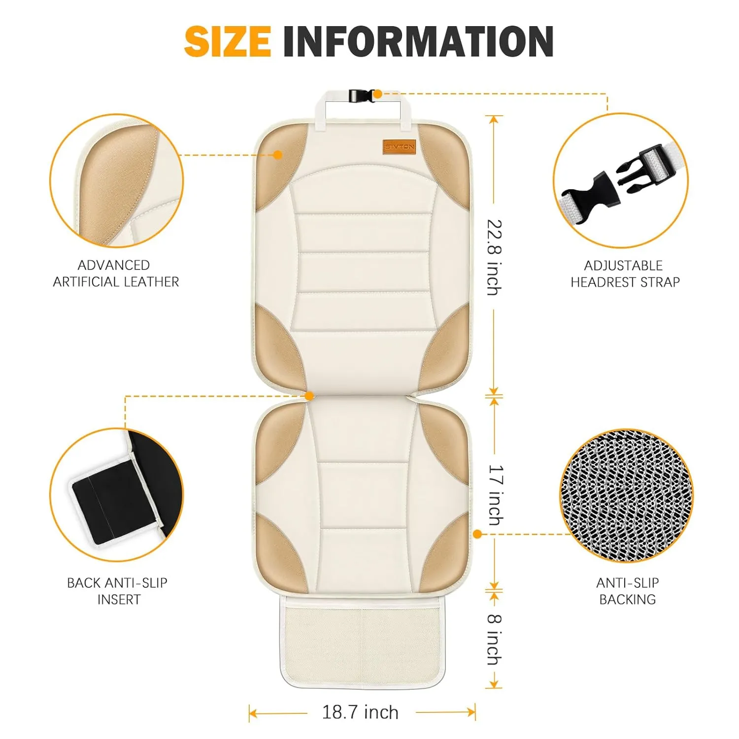 Siivton Car Seat Protector for Child, Cushion for Leather & Fabric Seats, 2 Mesh Pockets, Non-Slip Bottom, Waterproof for Vehicles - Baby & Pets (2 Pack)