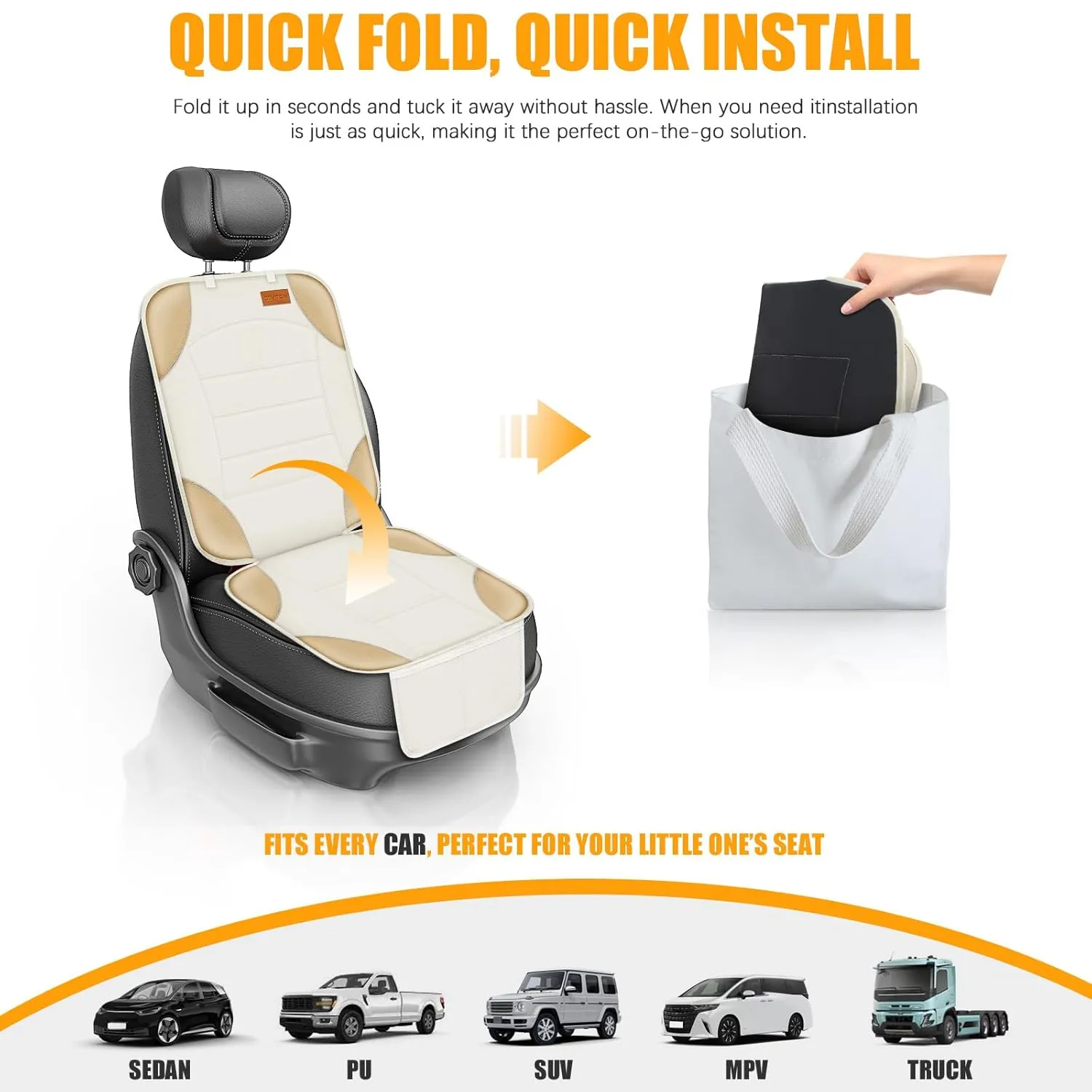 Siivton Car Seat Protector for Child, Cushion for Leather & Fabric Seats, 2 Mesh Pockets, Non-Slip Bottom, Waterproof for Vehicles - Baby & Pets (2 Pack)