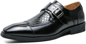 Single Season Dress Oxford for Men Slip On Monk Strap Crocodile Print Faux Leather Non Slip Resistant Low Top Working Very Popular Among Young People (Color : Black, Size : 10.5)
