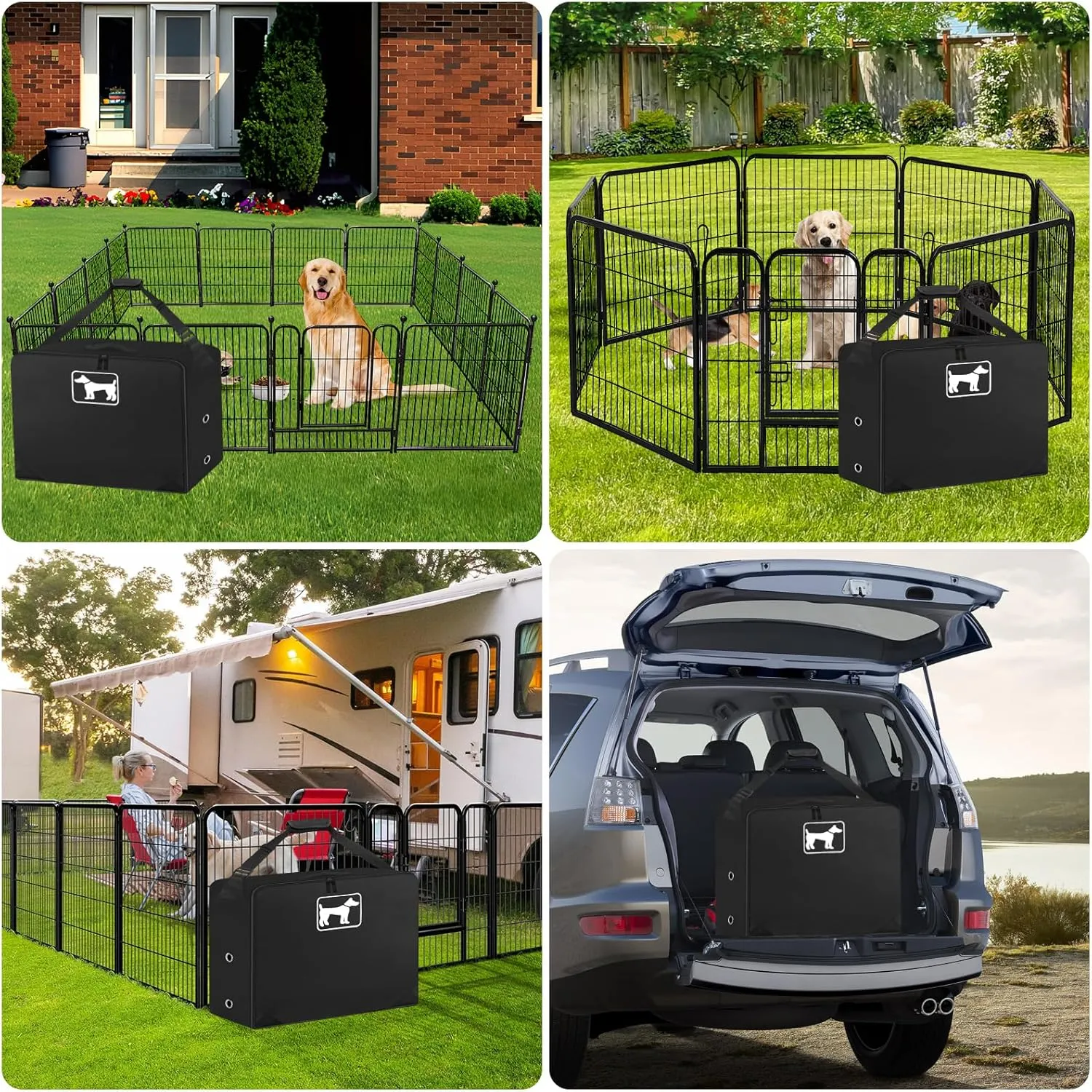 SIRUITON 2Pack Dog Playpen Storage Bag, Fits 40" H 8 Panels and 9 Stakes，Suitable for Foldable Exercise Pet Playpen, Dog Fence Travel Bag, with Reinforcing Plate & Shoulder