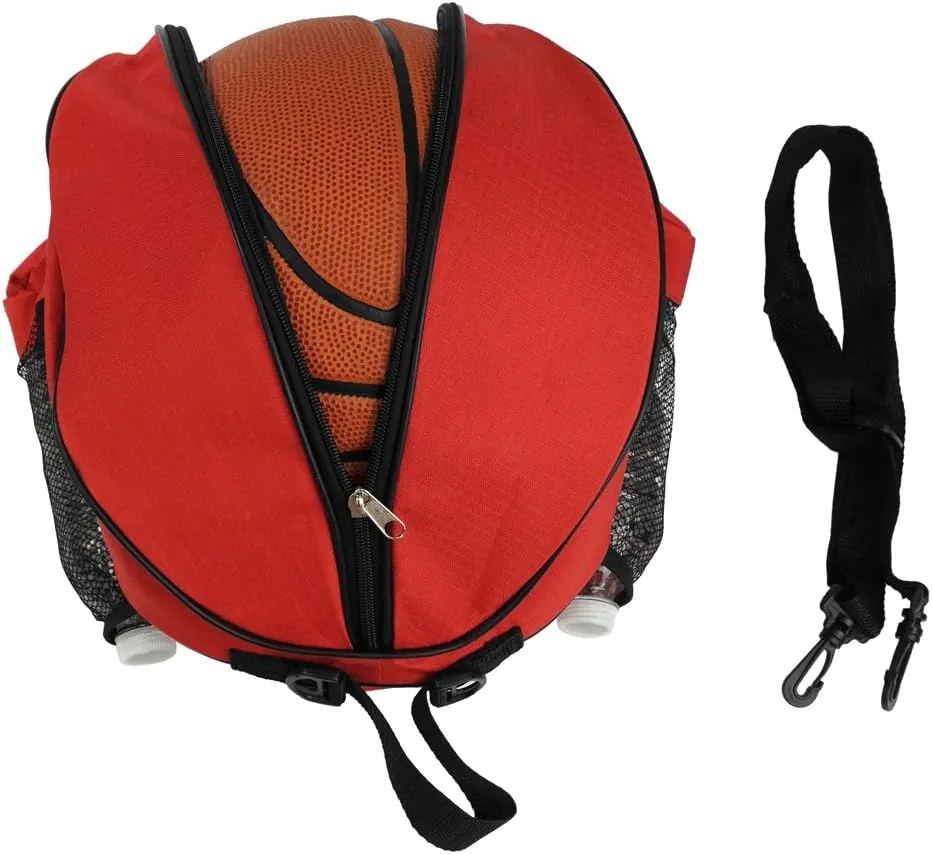 Size 7 (29.5") Basketball Bag Soccer Ball Football Volleyball Softball Sports Ball Bag Holder Carrier Adjustable Shoulder Strap 2 Side Mesh Pockets f/Water Bottle Towel Sports Shoes