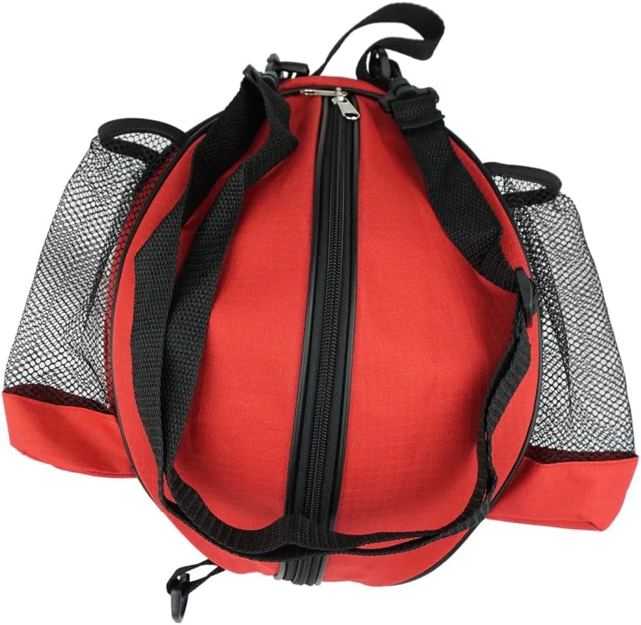 Size 7 (29.5") Basketball Bag Soccer Ball Football Volleyball Softball Sports Ball Bag Holder Carrier Adjustable Shoulder Strap 2 Side Mesh Pockets f/Water Bottle Towel Sports Shoes