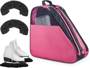 Skating Bag Set Ice Skate Blade Covers Ice Skating Guards and Roller Skates Bag Roller Skate Accessories Roller Skate Bag for Kids Men Women Adults, Half-Net