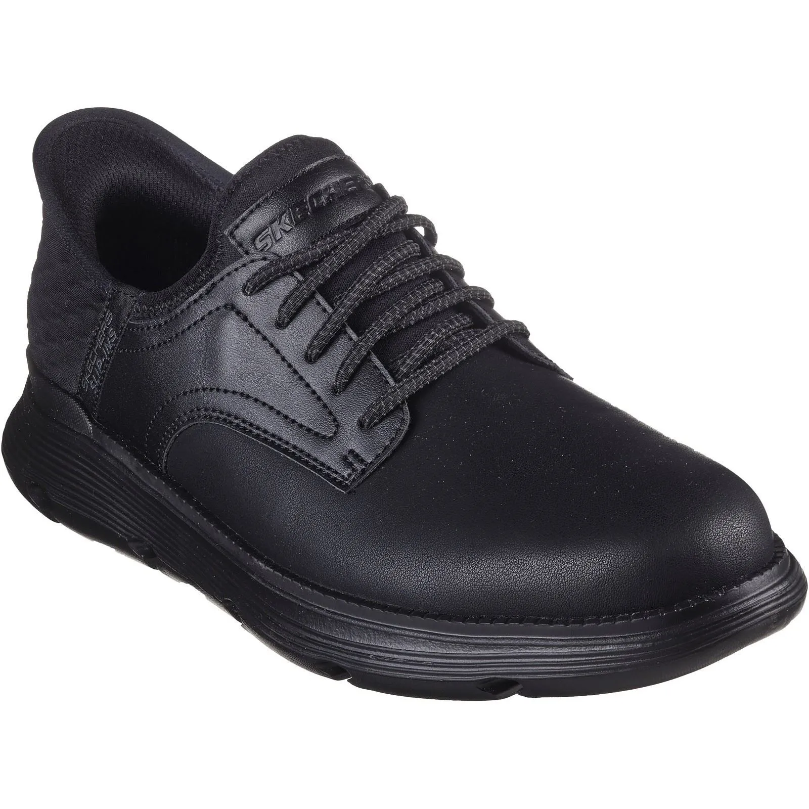 Skechers Garza Gervin Chaussures En Cuir Noir À Lacets Pour Hommes
