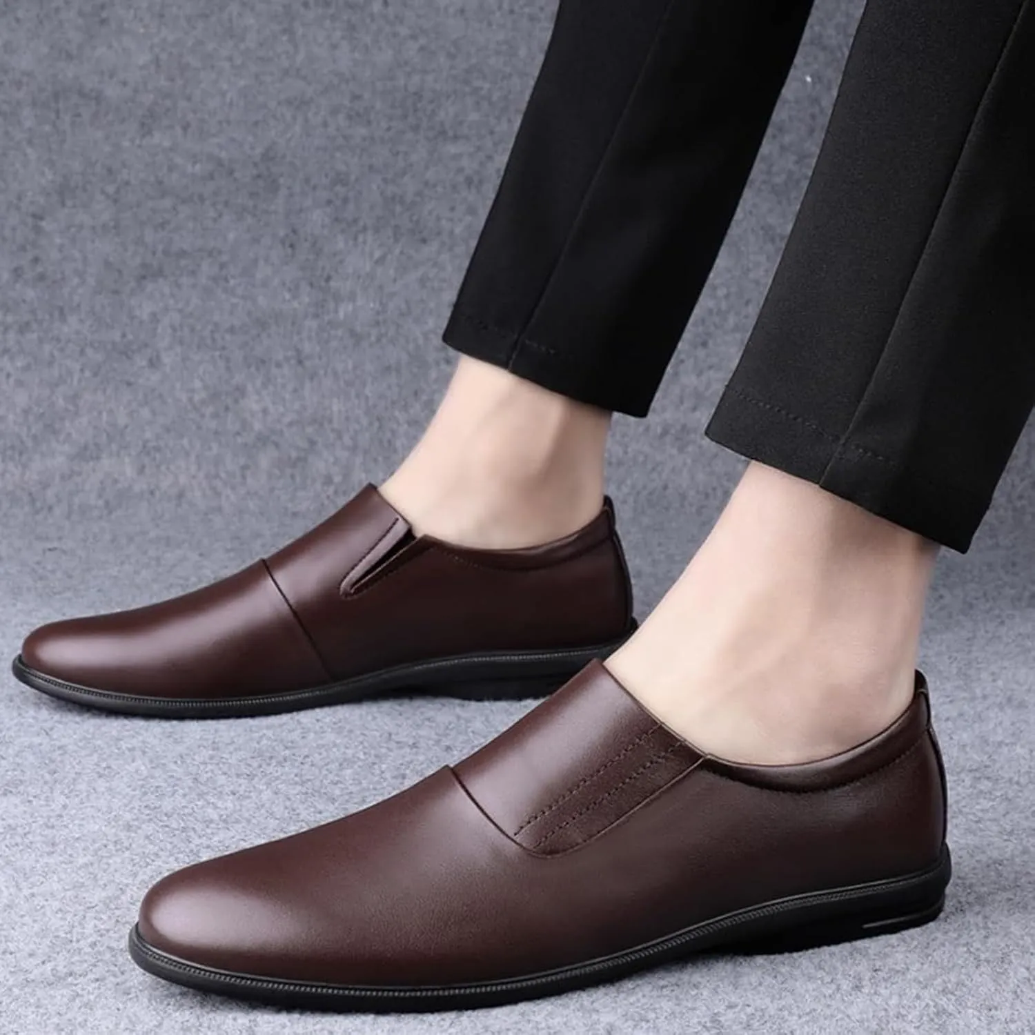 Slip On Mens Classic Formal Shoes Oxford Patent Leather Tuxedo Wedding Business Dress Shoes Elegant Pointed Toe Stylish Comfortable Non Slip Genuine Leather
