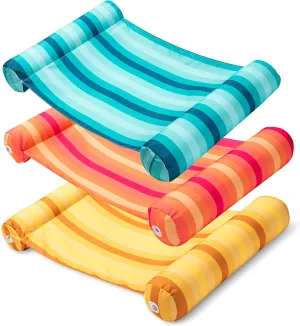 Sloosh 3 Pack 4-in-1 Inflatable Pool Floats - Water Hammock Lounges, Multi-Purpose Swimming Pool Accessories (Saddle, Lounge Chair, Drifter) for Pool, Lake, Outdoor, Beach