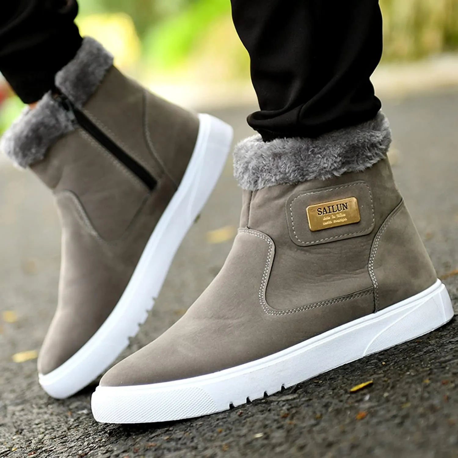 Snow Boots for Men, Waterproof Fuzzy Boots Cold Weather Short Rain Boots Trekking Trail Climbing Shoes Womens Winter Shoes
