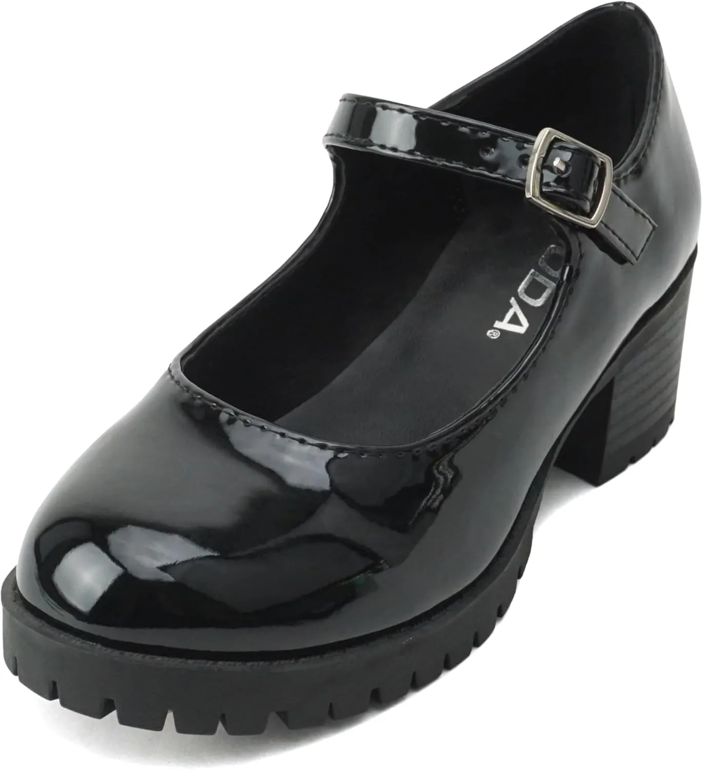 Soda Boxer-2 Kids/Children/Girls Fashion Mary Jane Style Rounded Chunky Block Lug Sole Heel with Adjustable Strap