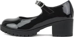 Soda Boxer-2 Kids/Children/Girls Fashion Mary Jane Style Rounded Chunky Block Lug Sole Heel with Adjustable Strap