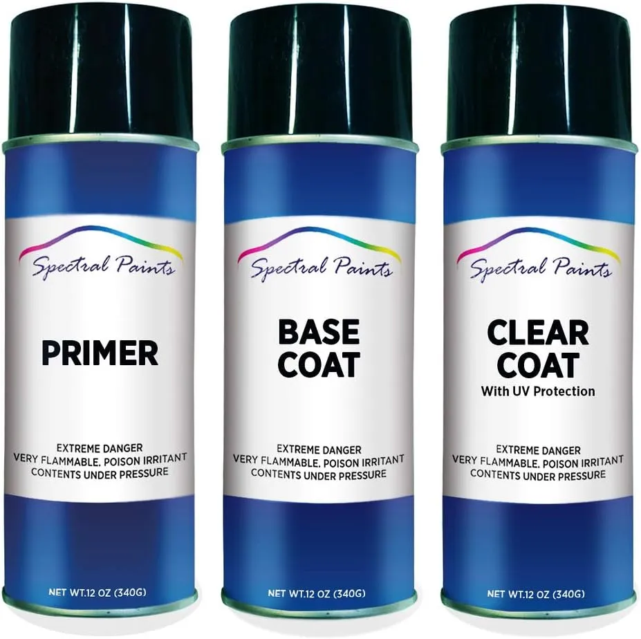 Spectral Paints Compatible/Replacement for Ford YZ Oxford White 12 oz. Aerosol Primer Spray Paint and Clear Coat