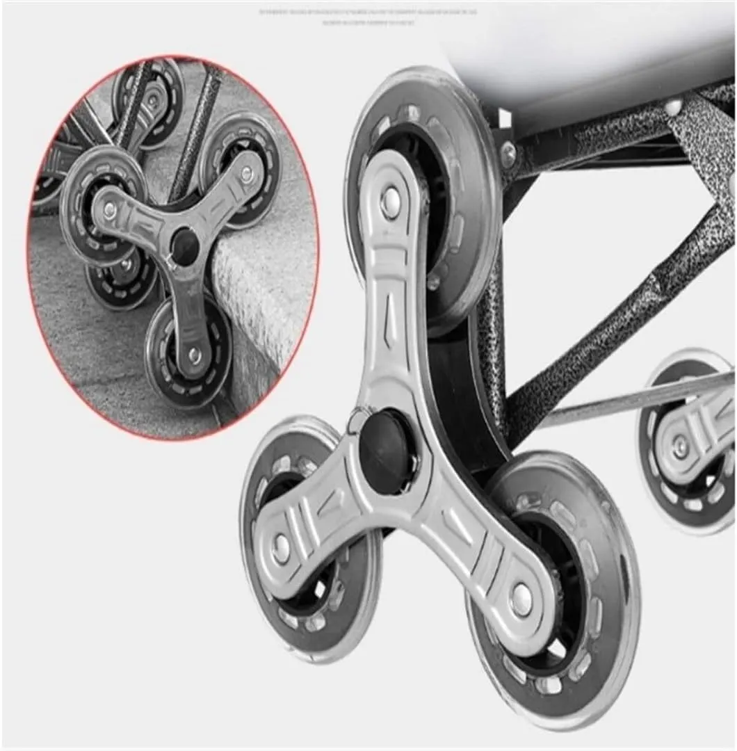 Sport Grocery Cart, Multifunctional Luggage Cart Folding Shopping Cart Waterproof Leaf Printed Oxford Cloth Bag with Tri-Wheels Stair Climber Trolley Cart