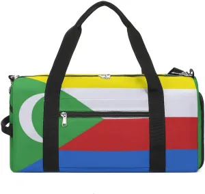 Sports Duffel Bag with Comoros Flag for Men Women Shoe Compartment Travel