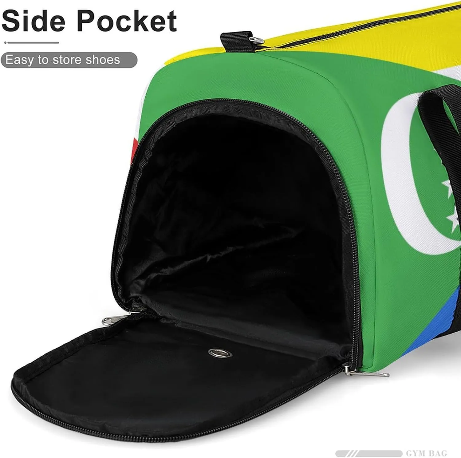 Sports Duffel Bag with Comoros Flag for Men Women Shoe Compartment Travel