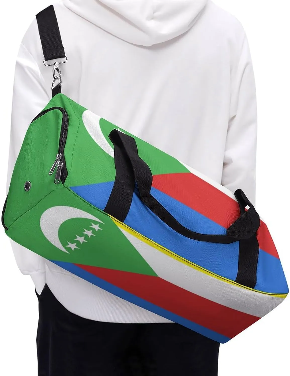 Sports Duffel Bag with Comoros Flag for Men Women Shoe Compartment Travel