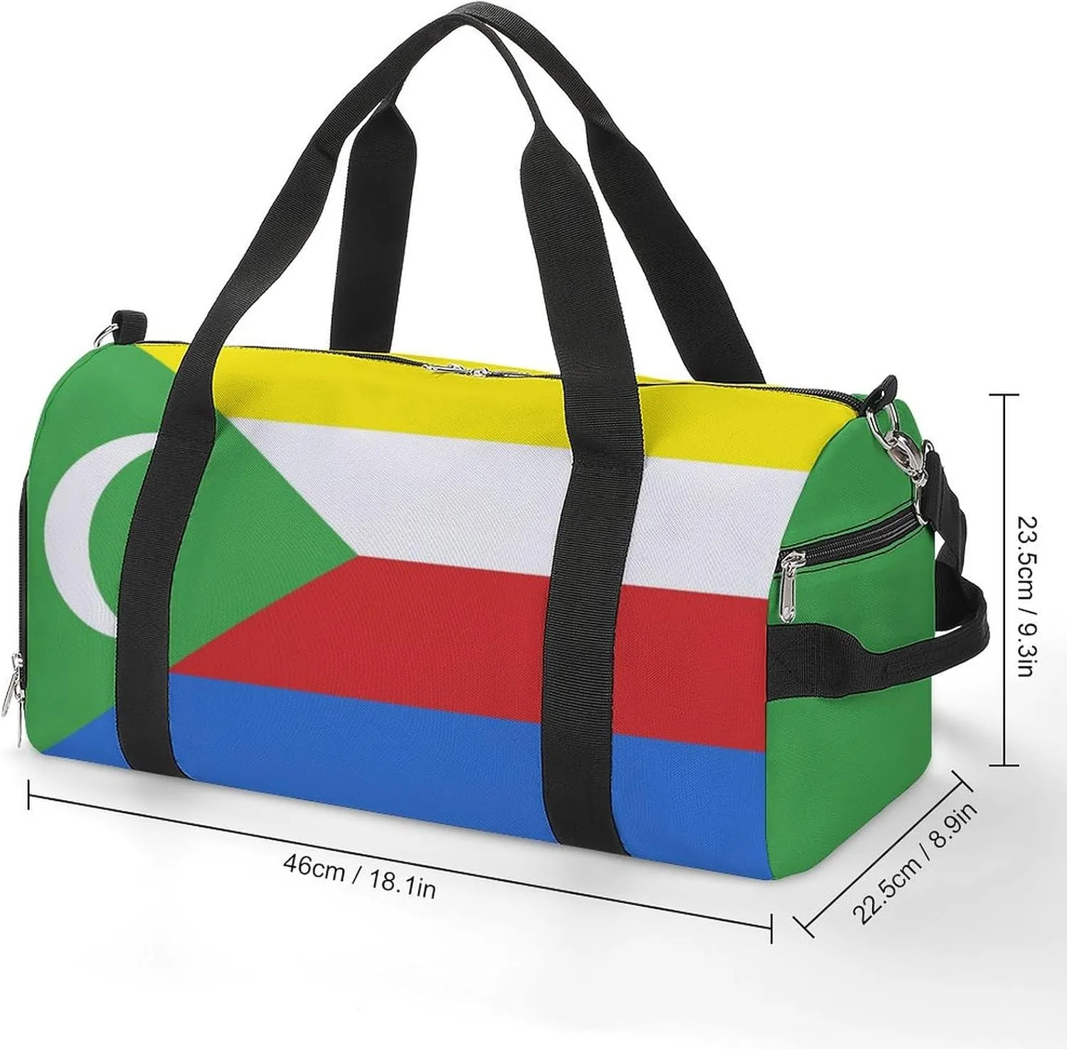 Sports Duffel Bag with Comoros Flag for Men Women Shoe Compartment Travel