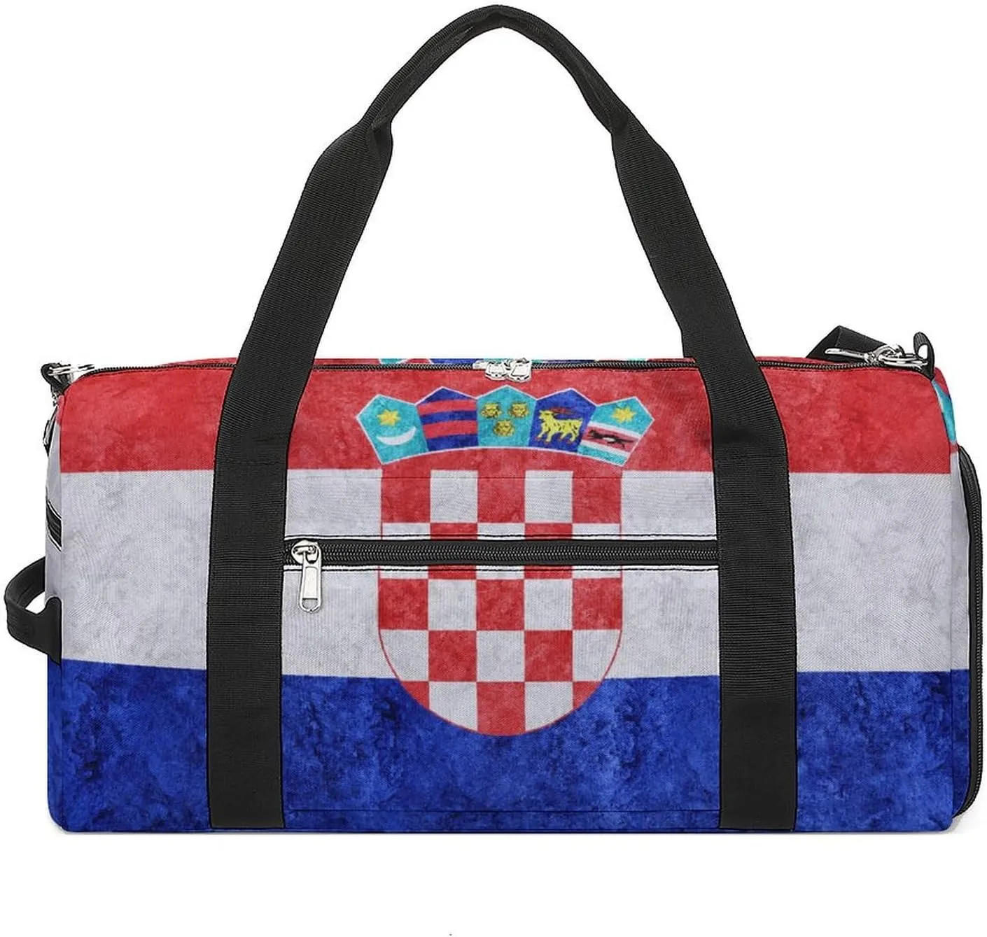 Sports Duffel Bag with Croatia Flag Textured Shoe Compartment Waterproof for Travel Gym