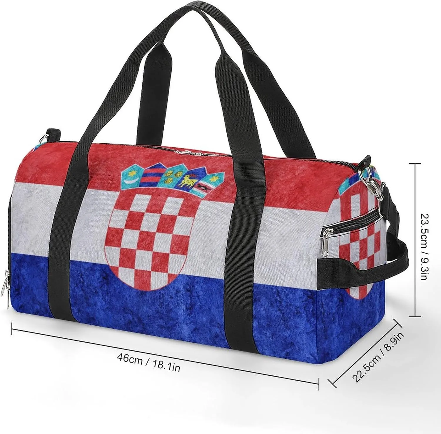 Sports Duffel Bag with Croatia Flag Textured Shoe Compartment Waterproof for Travel Gym
