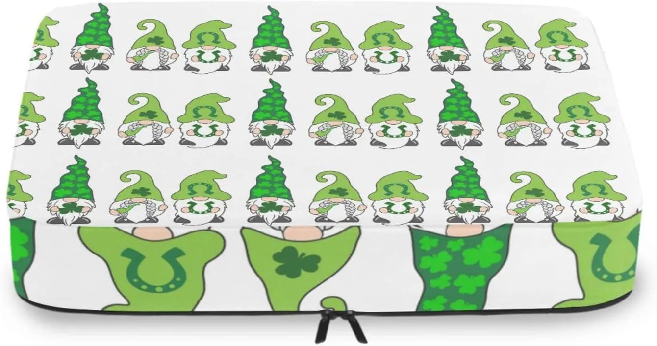 St Patrick Day Gnomes with Green Shamrock Clovers Leaves on White 4 PCs Set Packing Bags, Luggage Organizer Bag, Portable Cube Toiletry bag, Durable Travel Cosmetic Storage Bag for Men Women