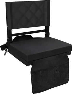 Stadium Seats with Back Support,Bleacher Chairs with Back and Cushion,Heavy-Duty 400lb Capacity Bleacher Chairs for Sports Games,Concerts & Camping,Includes Storage Pocket & Carry Strap (1)