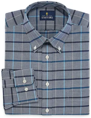 Stafford Regular Travel Oxford Mens Button Down Collar Long Sleeve Wrinkle Free Stretch Dress Shirt
