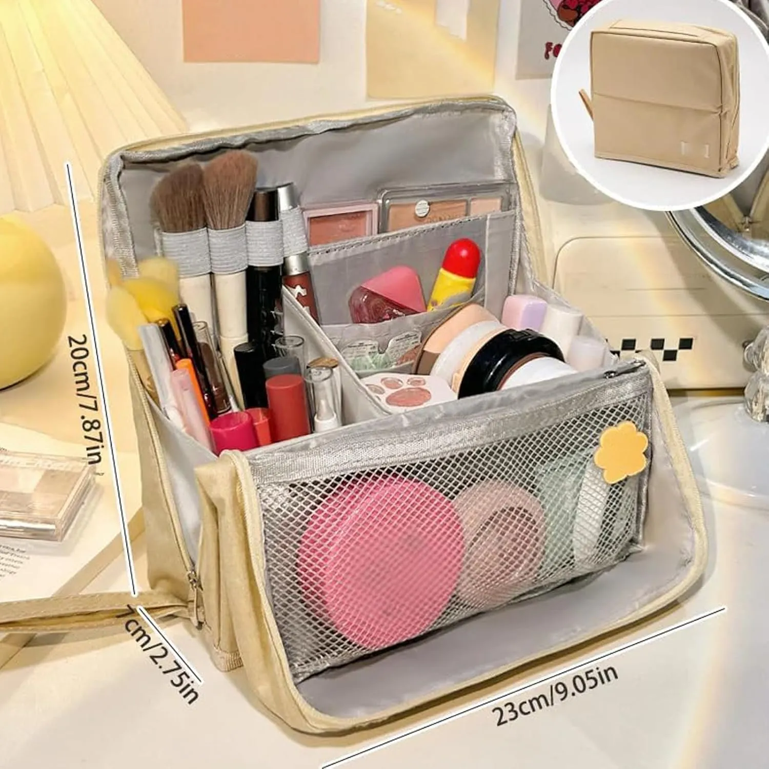 Standing Makeup Bag Portable, Large Capacity, Doresty Makeup Bag, Toiletry Bag For Women,Makeup Bag Organizers With Compartments (Black)