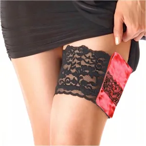 Stashbandz 2 Security Pockets, Wedding Phone Garter, Lace Thigh Purse with Stay-put Grippers, Fits any Size Phone & More