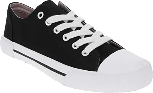 Sugar Women's Paige Comfortable Slip On Sneaker Shoe with No-Tie Laces and Cute Design 8.5 Black Denim