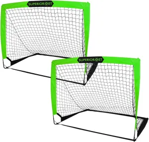 Superiornet Portable Training Goals，4‘x3’ Pop Up Soccer Net for Backyard，Set of 2 with Carry Bag