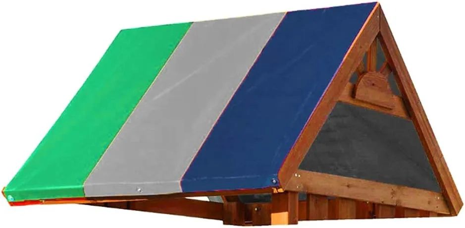 Swing Set Replacement Tarp, 52 x 89 in Multicolor Playground Roof Canopy, Multicolor Backyard Playset Canopy Replacement for Play Set Outdoor(Green   Gray   Blue)