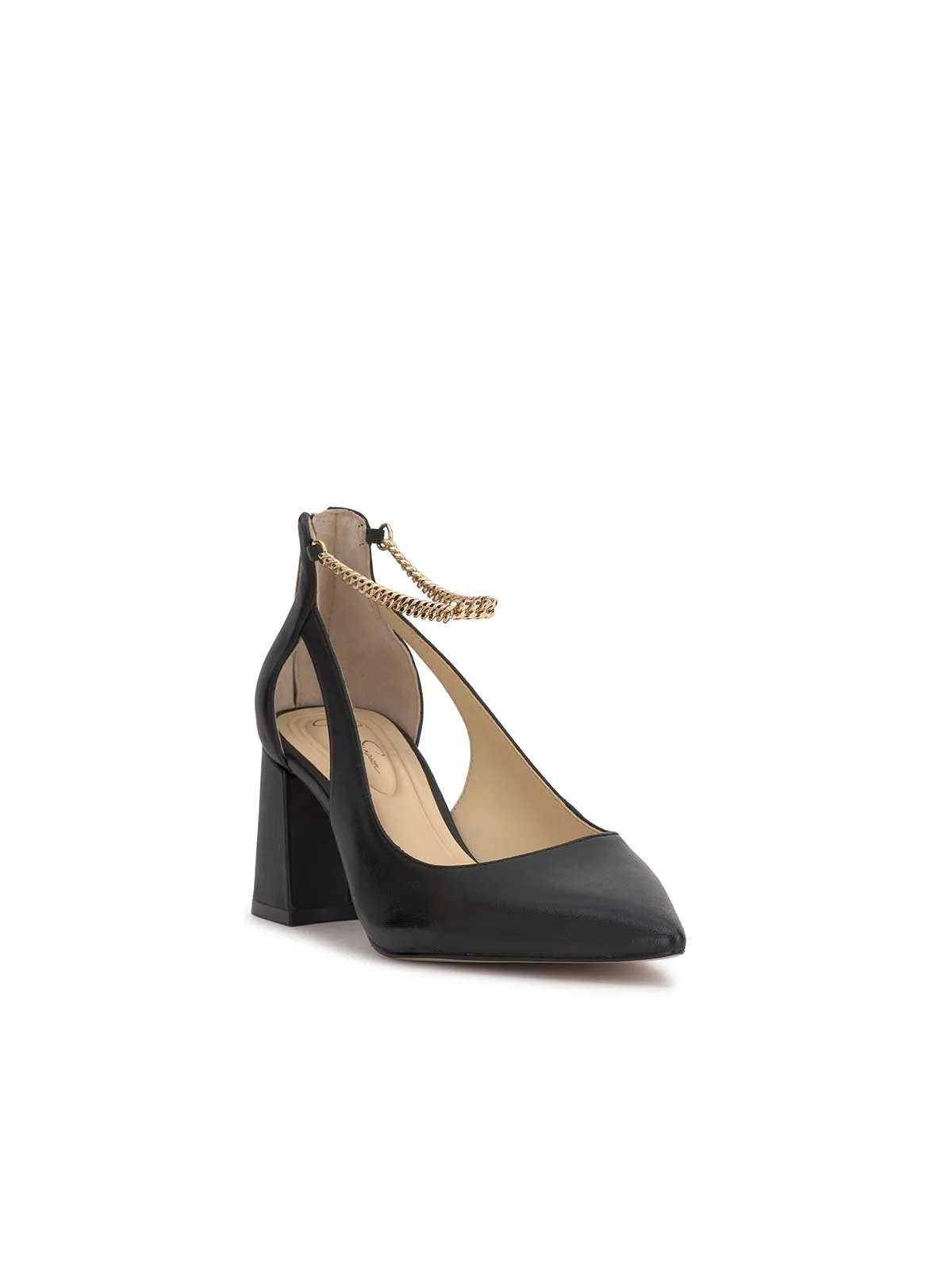 Sylan Chain Ankle Strap Pump in Black