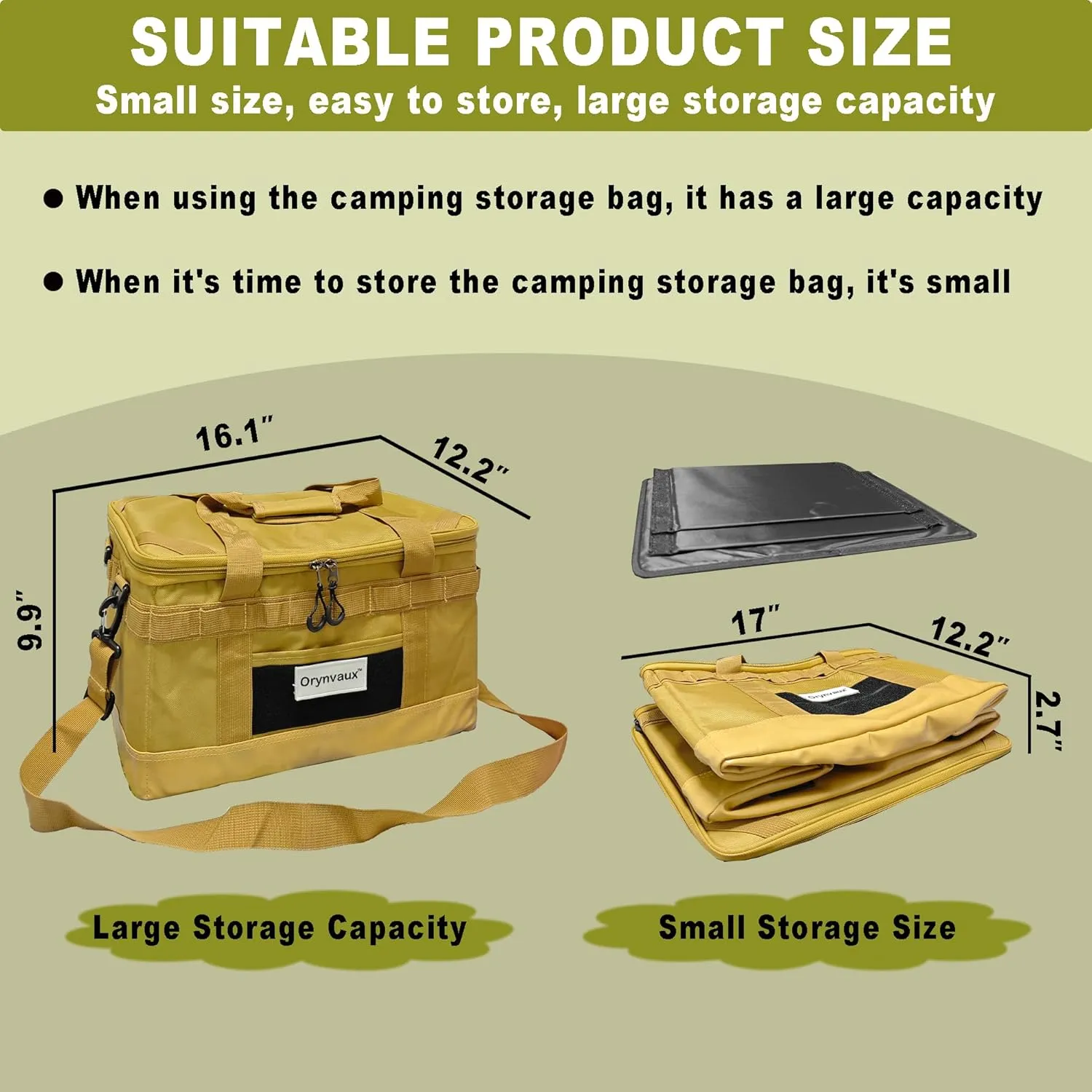 Tactical Camping Storage Bag - Wear-Resistant and Water-Resistant 600D Oxford Fabric, Upgraded Non-Slip and Wear-Resistant PU Bottom, DIY Area, Soft Bag Design Provides More Flexible Storage Space