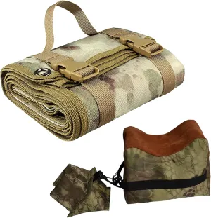 Tactical Shooting Gun Mat Outdoor Professional Waterproof Non-Slip Shooting Mat Firearm Shooting Bag Rifle Rest Bag Shooting with Front and Rear Support Sandbags
