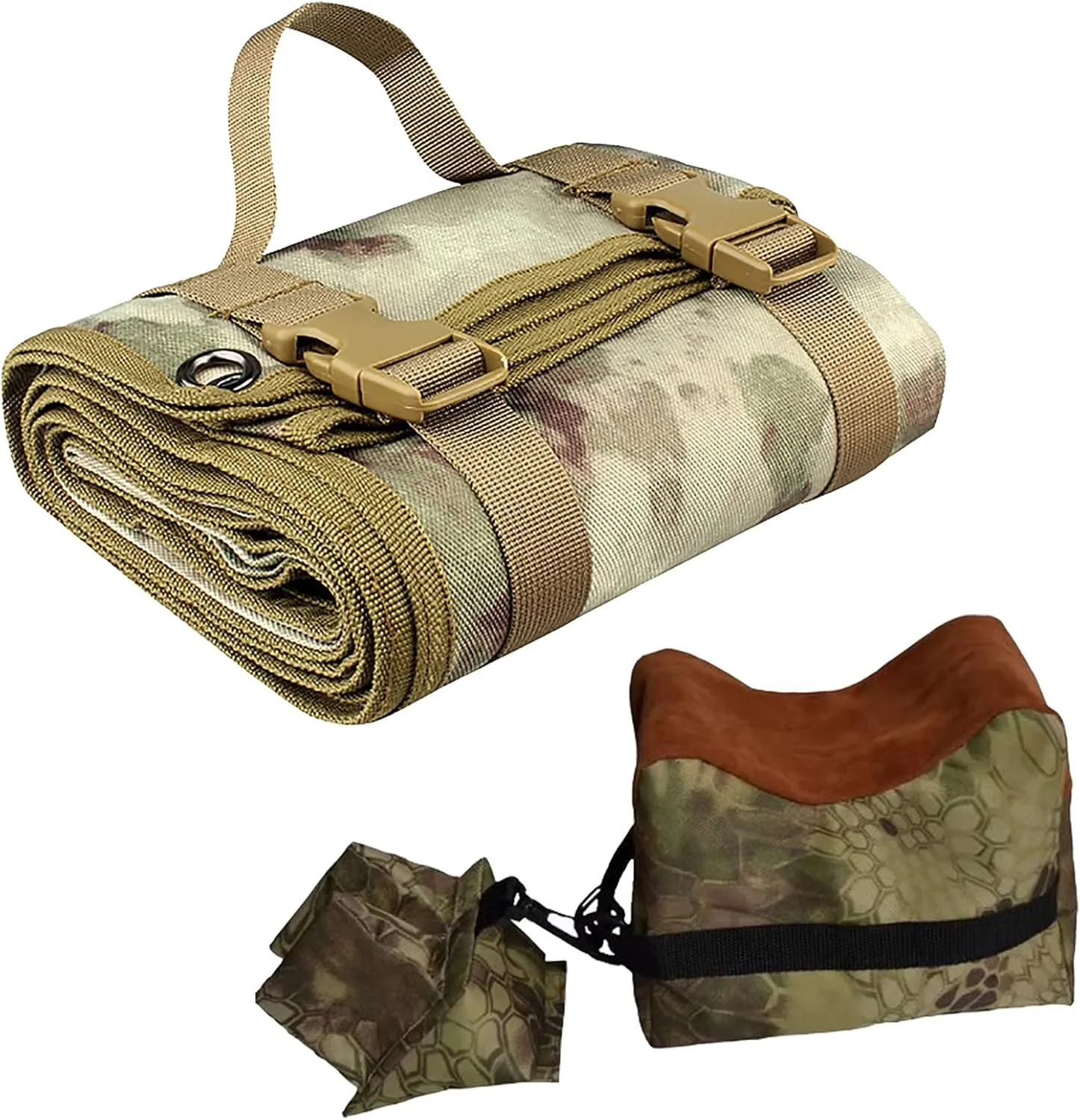 Tactical Shooting Gun Mat Outdoor Professional Waterproof Non-Slip Shooting Mat Firearm Shooting Bag Rifle Rest Bag Shooting with Front and Rear Support Sandbags