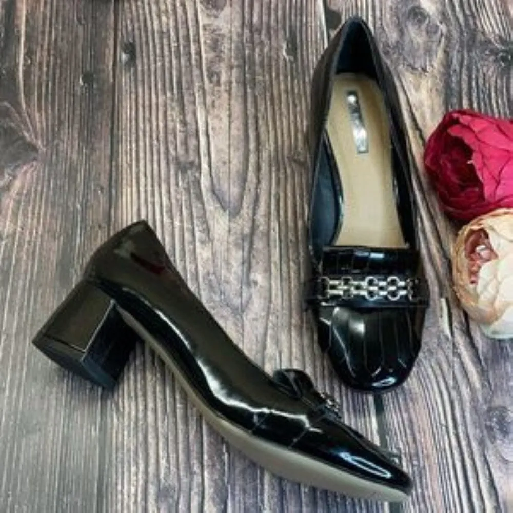 Tahari Black Mary Block Heel Pumps 7M