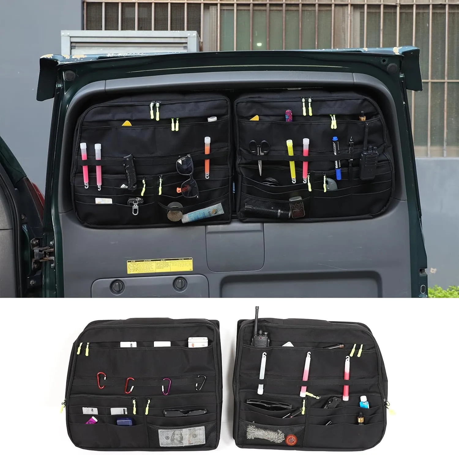 Tailgate Storage Bag Compatible with Toyota Land Cruiser Prado 120 2003 2004 2005 2006 2007 2008 2009, Oxford Cloth Trunk Organizer Trunk Door Organizer Bag,2PCS