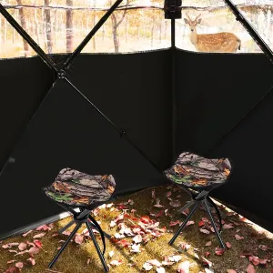 Tangkula 2 Pack Camouflage Hunting Stool, Heavy-Duty 4 Legged Folding Stool with Carrying Strap, Lightweight Portable for Hunting, Fishing, Hiking, Backpacking