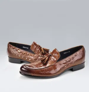 Tassel Oxfords Genuine Leather Pointed Toe Shoes Business Man Alligator Dress Shoes