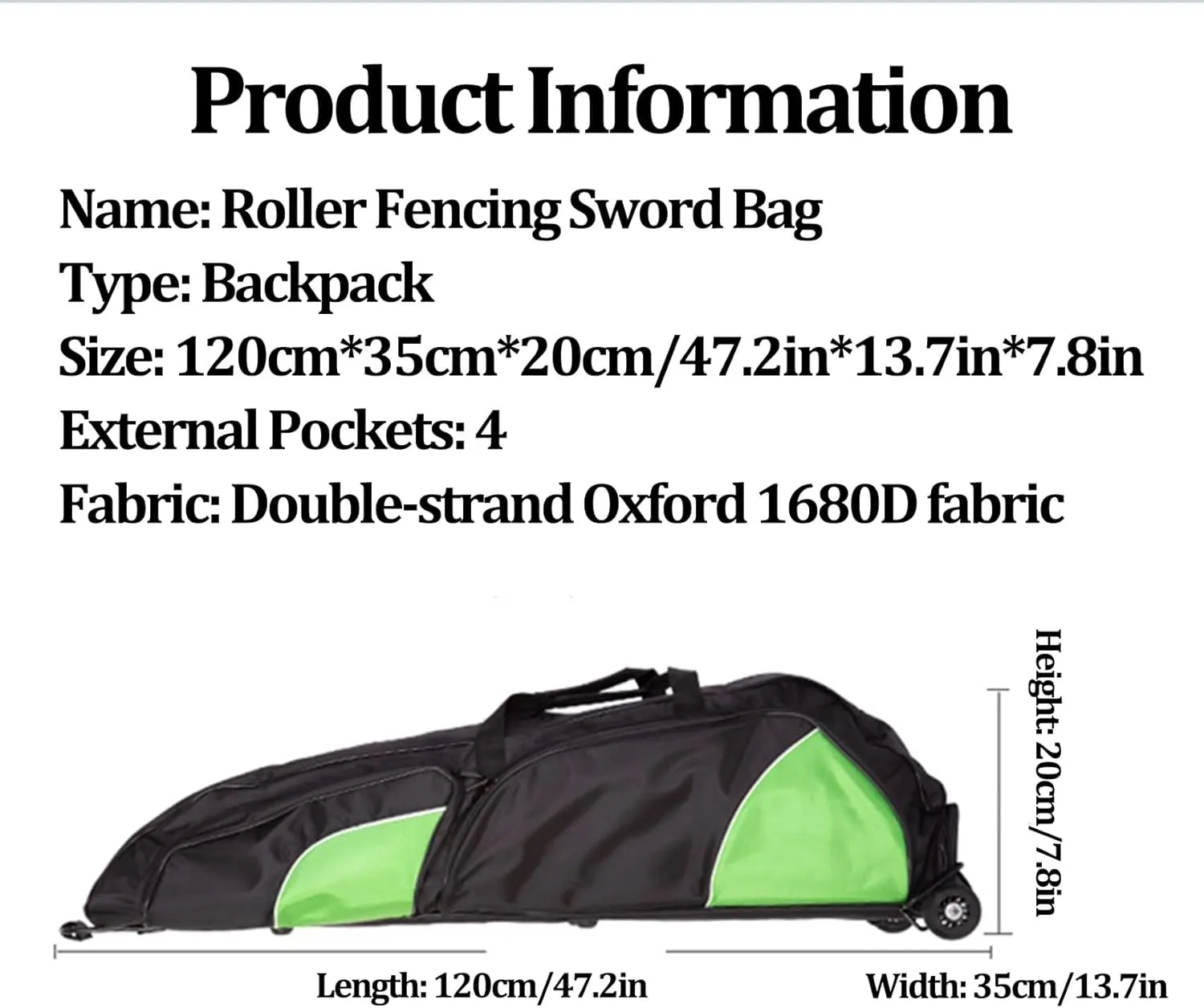 TBQATNTS Fencing Draw-bar Wheel Bag,Fencing Sword Bag for Mask Sword and Fencing Suit,1680D Oxford Cloth - Waterproof and Durable, Suitable for Sabre Epee Foil Fencing Equipment Fencing Backpack Bag,R