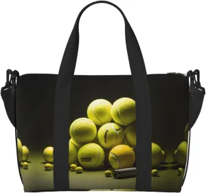 Tennis diagram Hand-held travel bag, messenger casual handbag, suitable for work, travel, fitness, tourism, women's zipper storage bag,