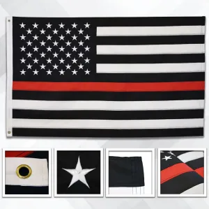 Thin Red Line USA Embroidered Flag 3x5ft