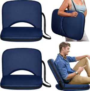 Thyle 2 Pcs Stadium Seats with Back Support, Folding Stadium Seats for Bleachers with 20 in Wide Cushion Waterproof Floor Chair 6 Reclining Positions Portable Recliner for Indoor Outdoor